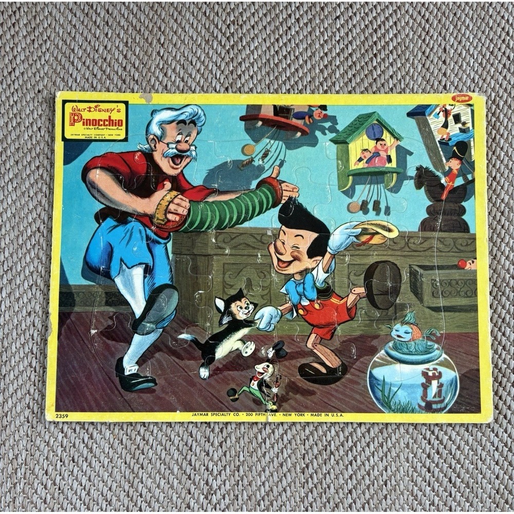 Vintage Disney Pinocchio Jaymar Inlaid Tray Puzzle